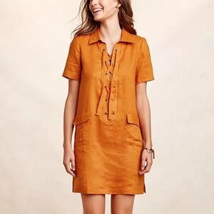 MAEVE By Anthropologie, Lace-Up Linen Dress, Size 0